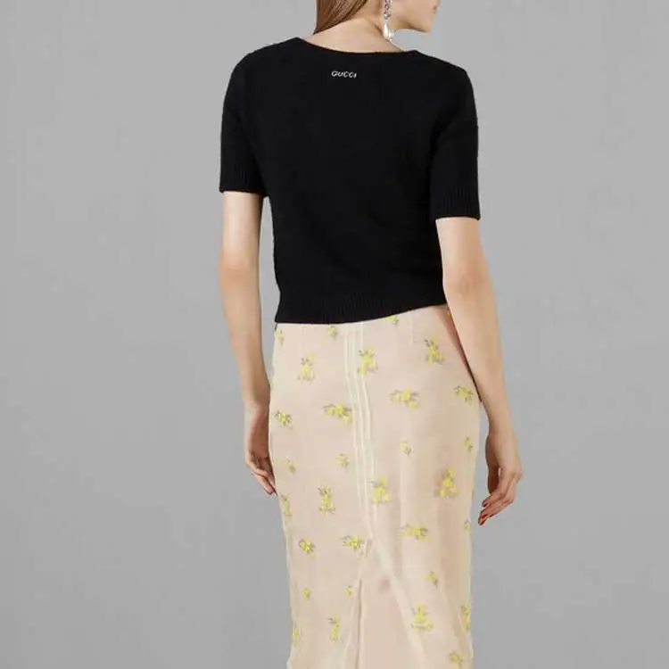 GUCCI Ribbed Trim Cropped Cardigan-3