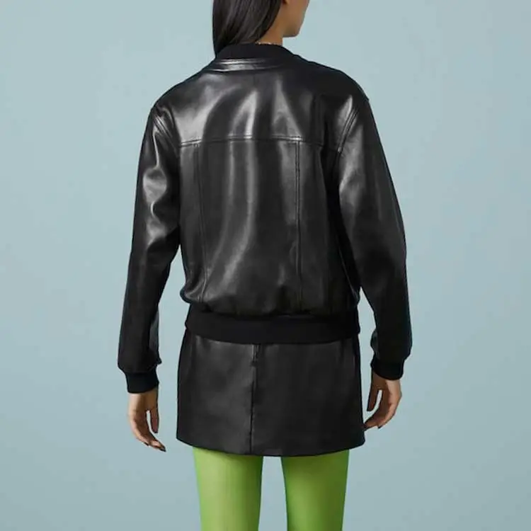 GUCCI Leather Jacket Women's Black-3