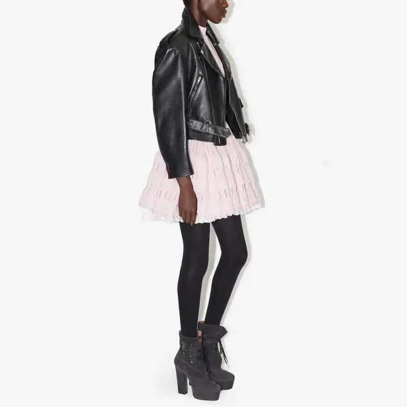 Alaia Leather Jackets Women's Black-3