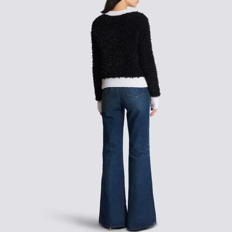 BALMAIN Glitter Detailed Contrasted Trim Cardigan-1