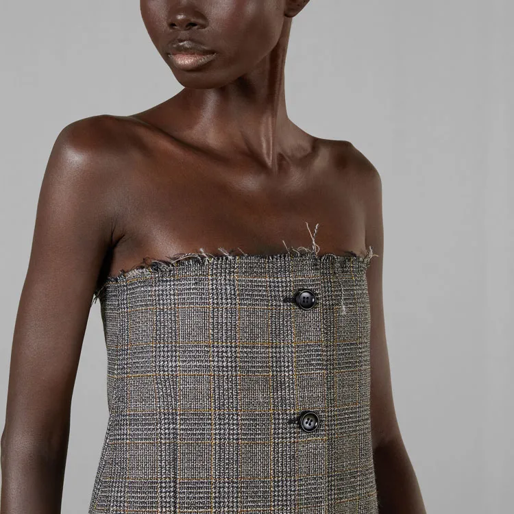 GUCCI Check Buttoned Sleeveless Dress-4