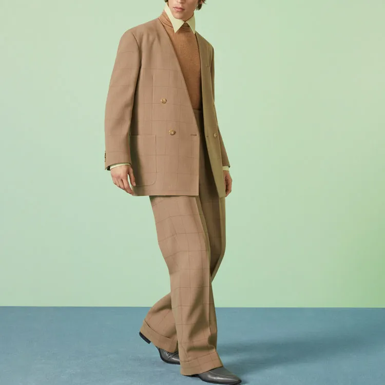 GUCCI Checked Wide Leg Trousers-1