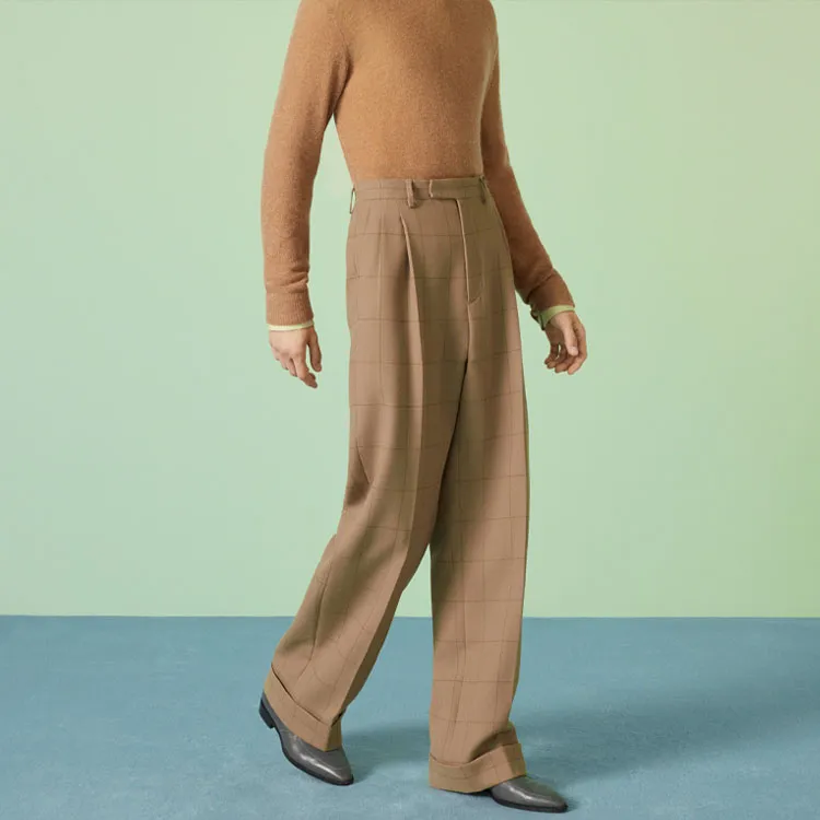 GUCCI Checked Wide Leg Trousers-2