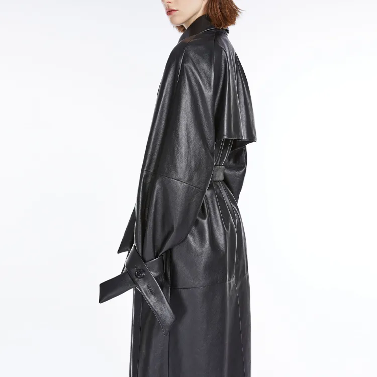 MaxMara Belted Leather Trench Coat-3