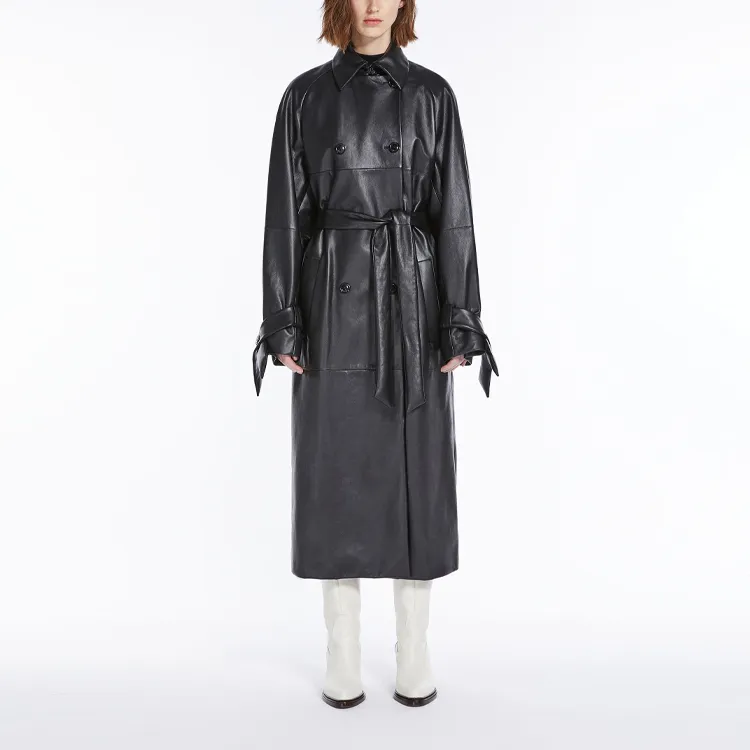 MaxMara Belted Leather Trench Coat-1