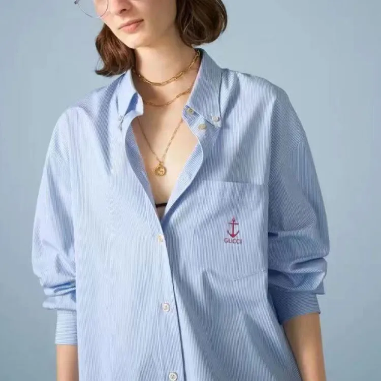 GUCCI Shirts Women's Blue-3