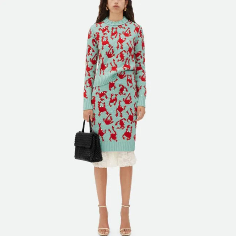 Bottega Veneta Crab Patterned Midi Skirt-1