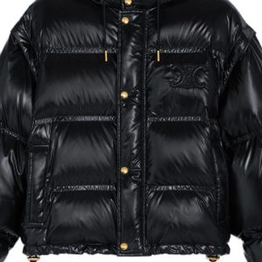 CELINE Cropped Triomphe Down Jacket in Lightweight Nylon
