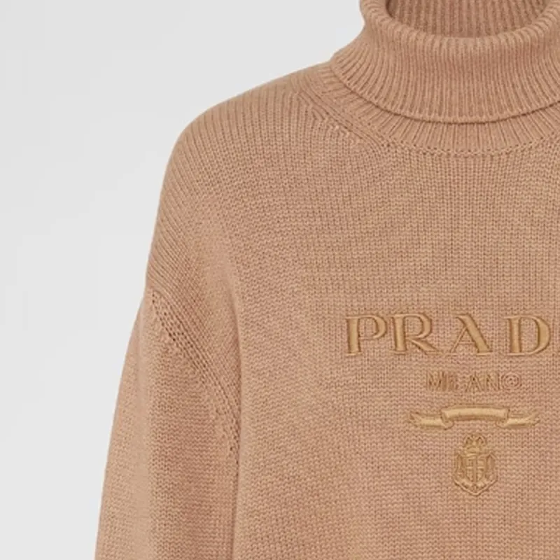 PRADA Logo embroidered Cashmere Jumper-4