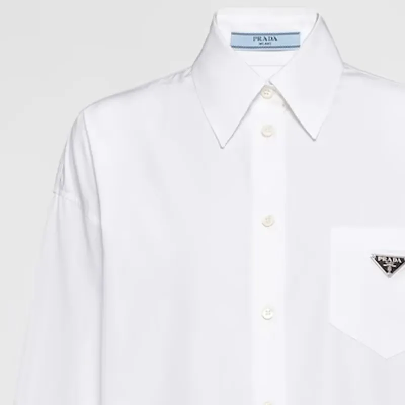 PRADA Triangle logo Poplin Shirt-4