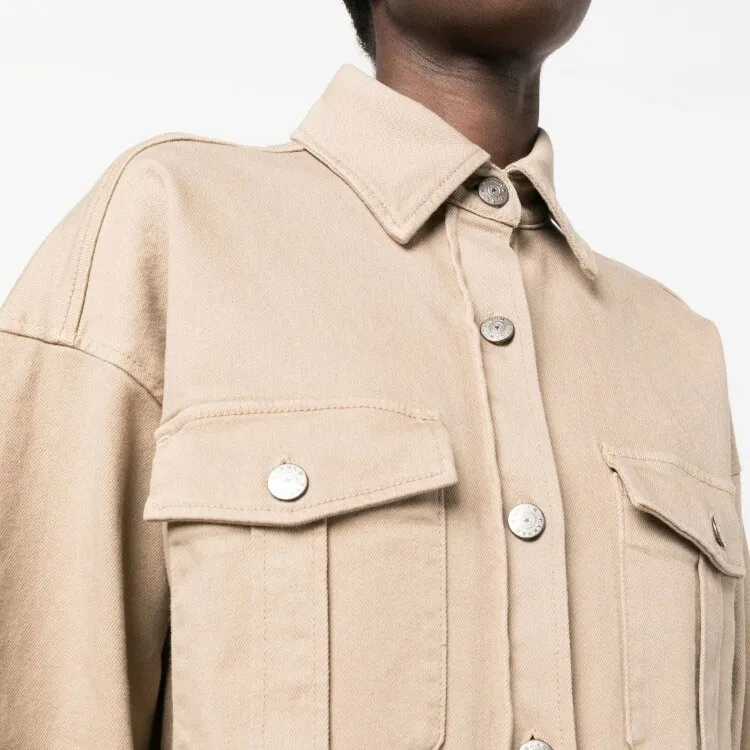 PAROSH Denim Jacket Women's Beige-4