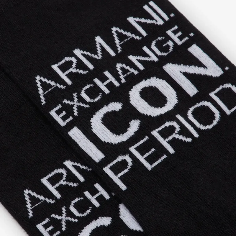ARMANI EXCHANGE Icon SS24 Mid-Calf Socks Men's 1 Pack Black-2
