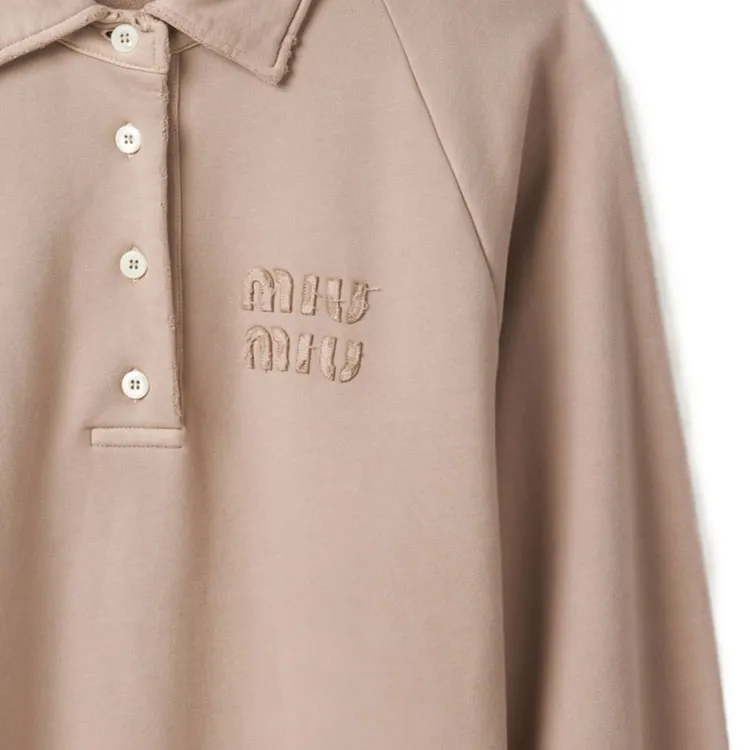 MIU MIU Logo Detailed Polo Sweatshirt-10
