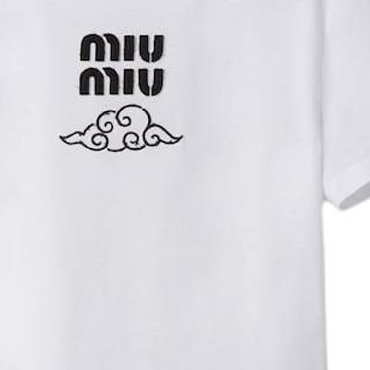 Tシャツ・カットソー MIU MIU Women Tops MJA906SOOO 11QG F04MU B CO POMICE PIOMBO MIU MIU T-Shirts Women's - POIZON