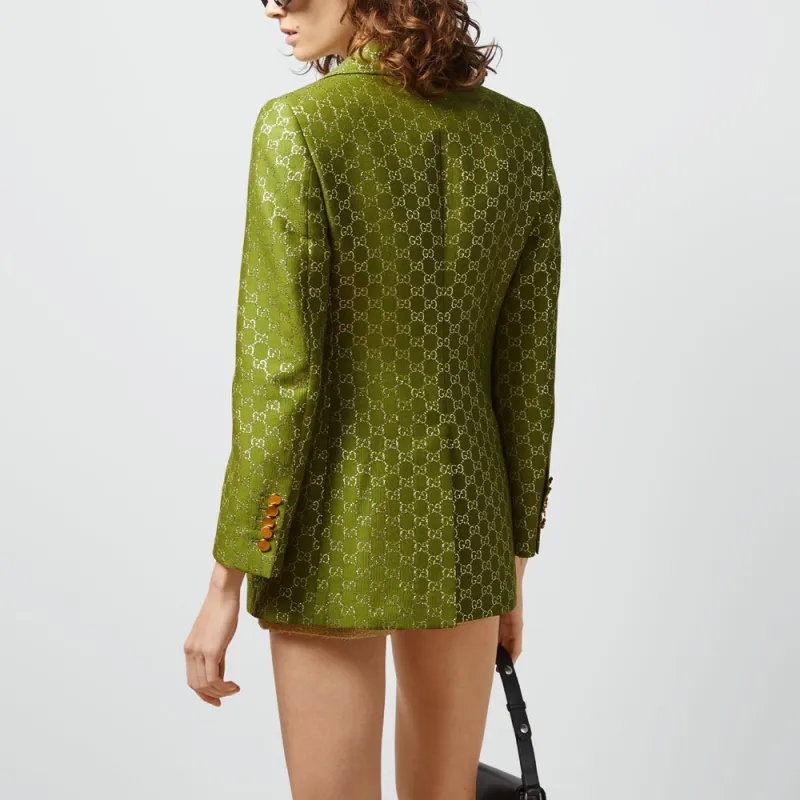 GUCCI Wool Lame Jacket 'Light Green/Silver'-2