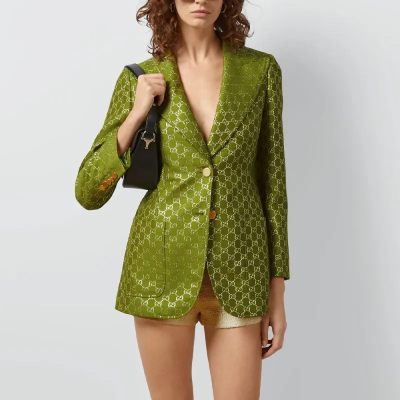 GUCCI Wool Lame Jacket 'Light Green/Silver'-1