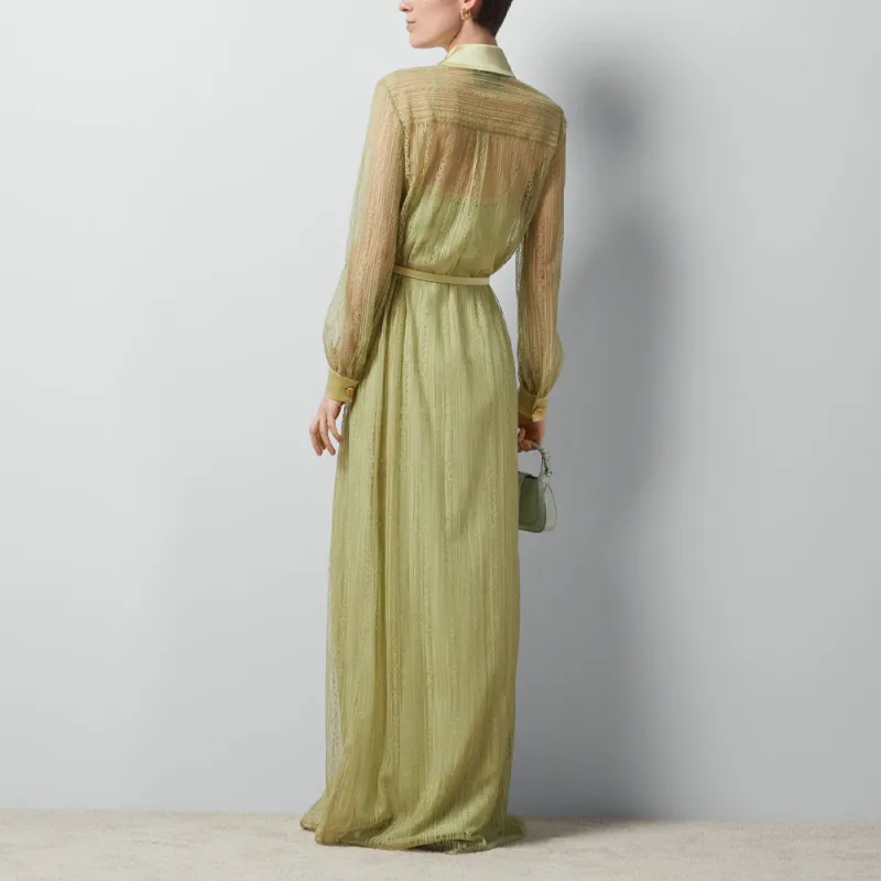GUCCI Long Sleeved Dress Women's Green-2