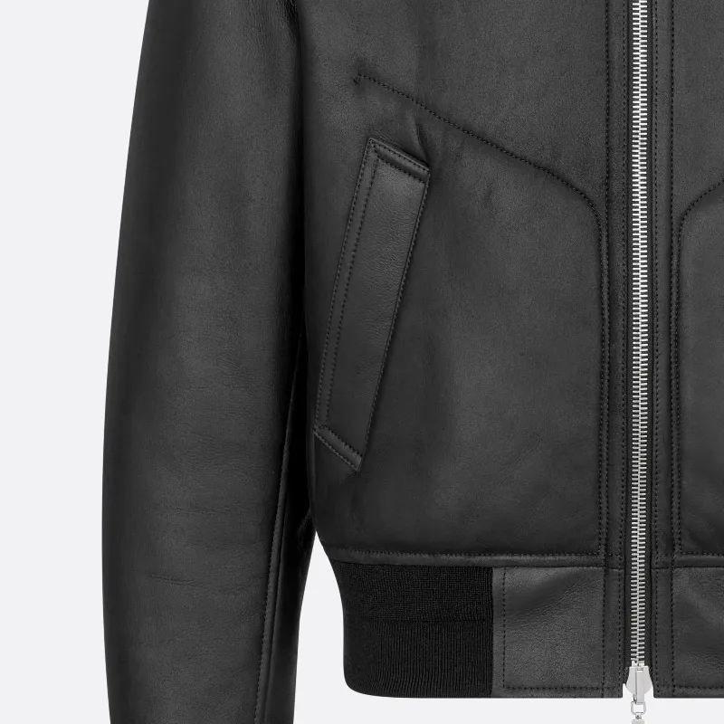 DIOR FW23 Leather Jacket Men's Black-4