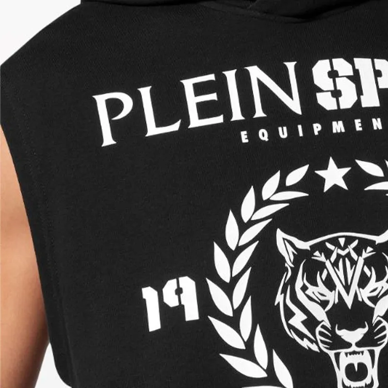 PLEIN SPORT Tiger print Sleeveless Hoodie-4
