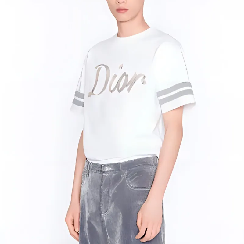 DIOR Relaxed Fit Ribbon Logo T Shirt-5