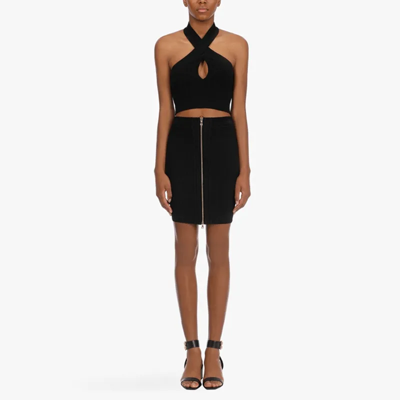 BALMAIN Knitted Zipped Mini Skirt-1