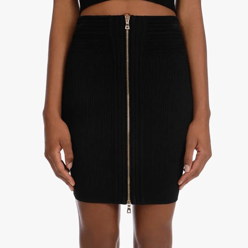 BALMAIN Knitted Zipped Mini Skirt-4
