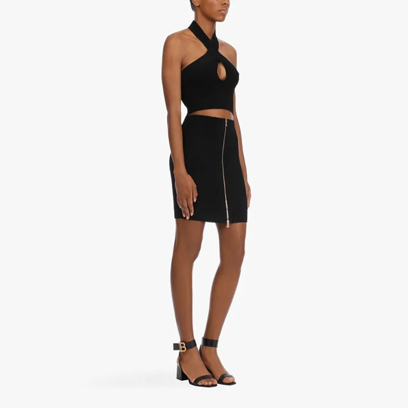 BALMAIN Knitted Zipped Mini Skirt-3