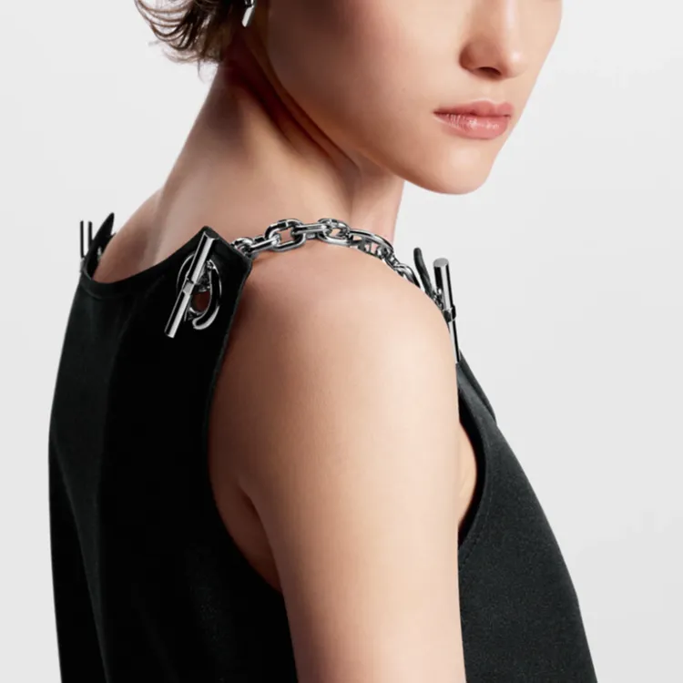 LOUIS VUITTON Chain Strap Technical Gabardine Dress-4
