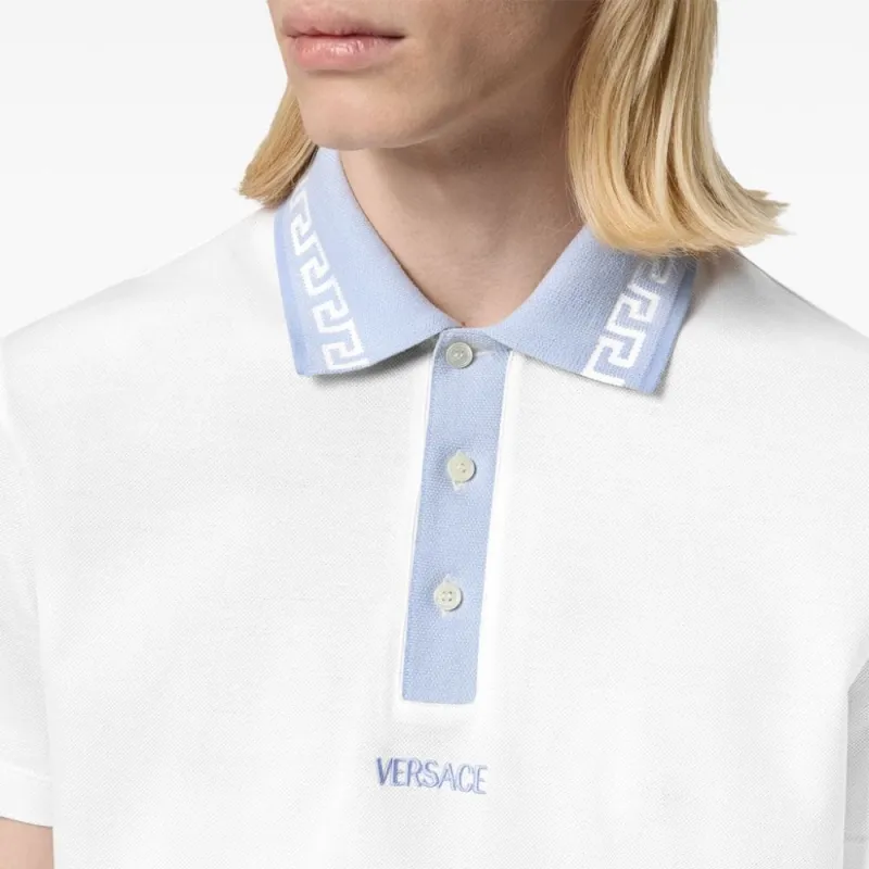 VERSACE Greca Collar Short Sleeved Polo Shirt-4