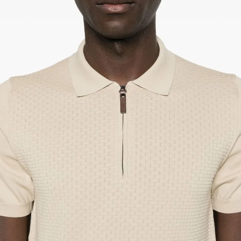 Canali Zip up Cotton Polo Shirt-3