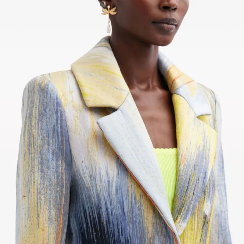 Oscar De La Renta Brush-print Jacquard Silk Coat-4