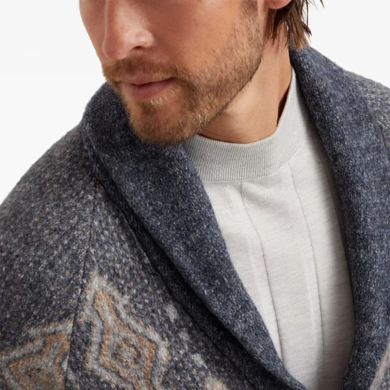 Brunello Cucinelli Geometric Jacquard Buttoned Cardigan-4