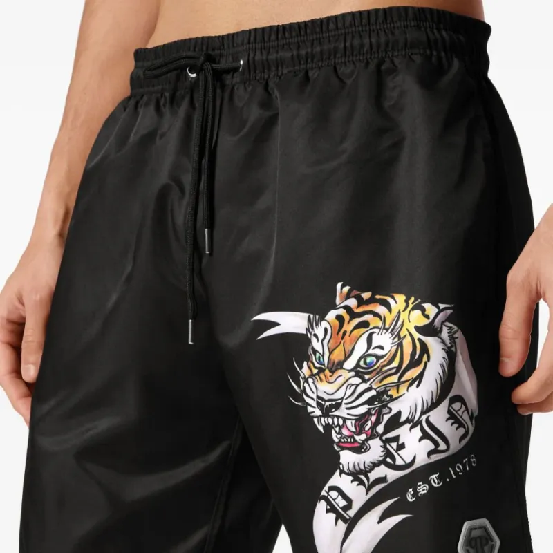 PHILIPP PLEIN Tattoo print Drawstring Swim Shorts-3