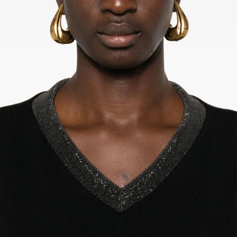 Brunello Cucinelli V-Neck Embellished Jumper-3