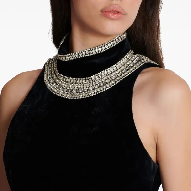 BALMAIN Crystal embellished Velvet Gown-4