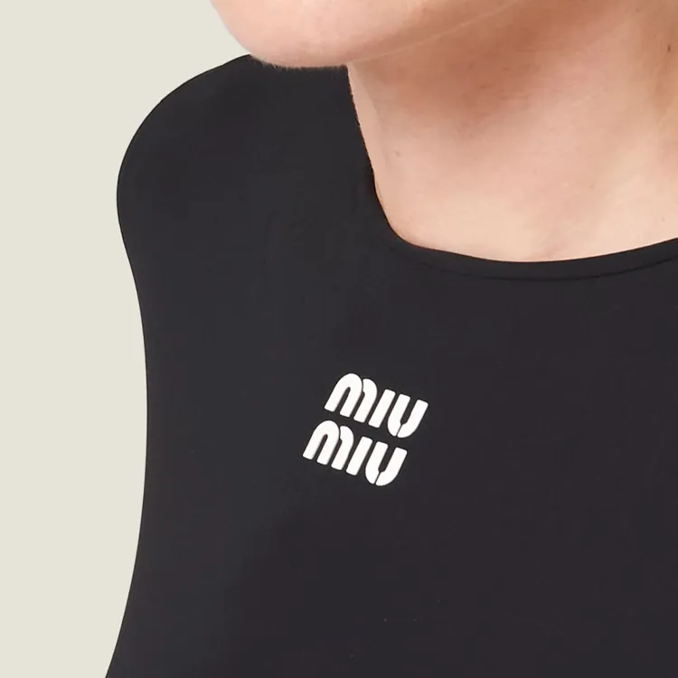MIU MIU Logo print Short sleeve Minidress-4