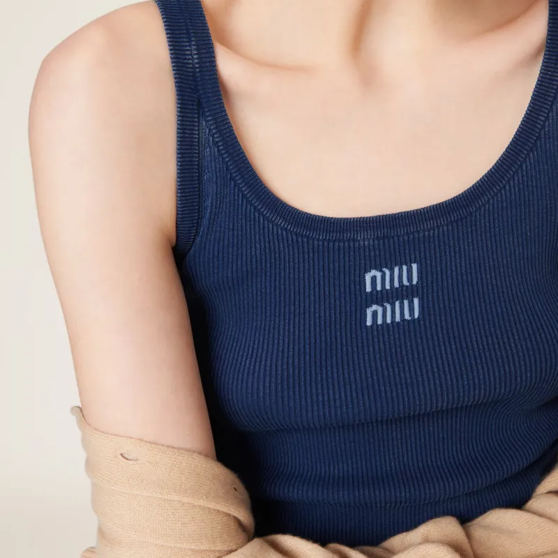 MIU MIU Tank Tops Women's Marine Blue-4