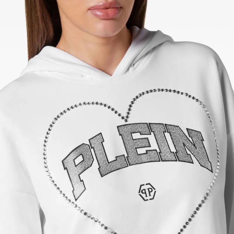 PHILIPP PLEIN Heart motif Rhinestone embellished Hoodie-1
