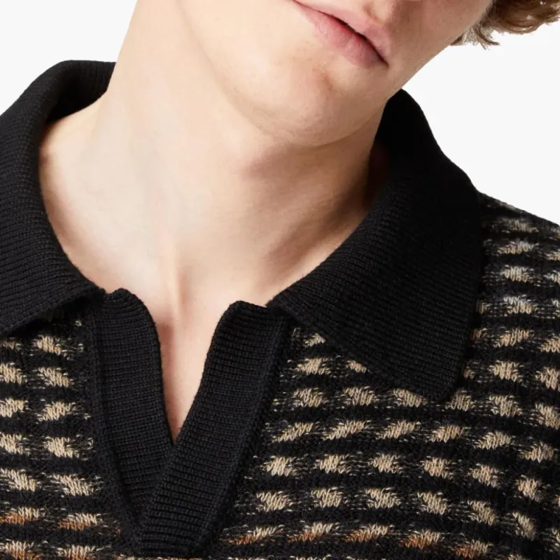 MISSONI Textured Knit Long Sleeved Polo Shirt-3