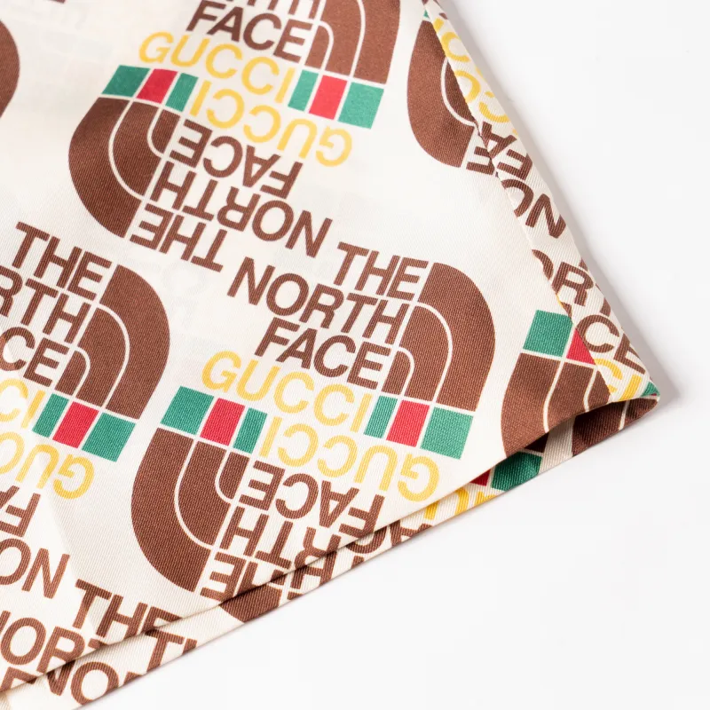 GUCCI X The North Face Logo Web Print Silk Shorts-6