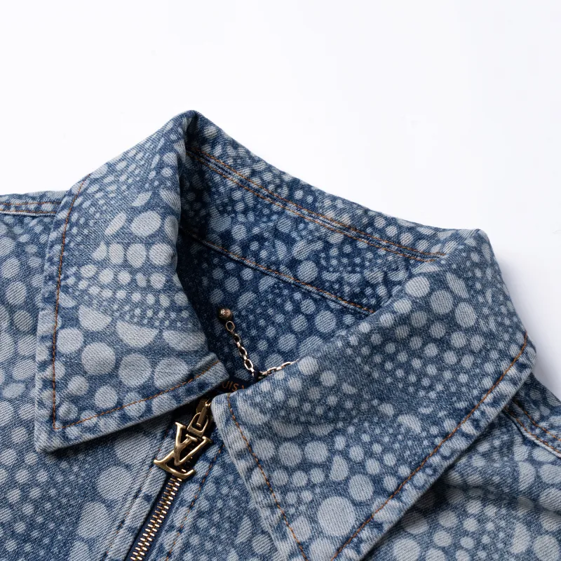 LOUIS VUITTON 2020s X Yk Dots print Denim Jacket-5