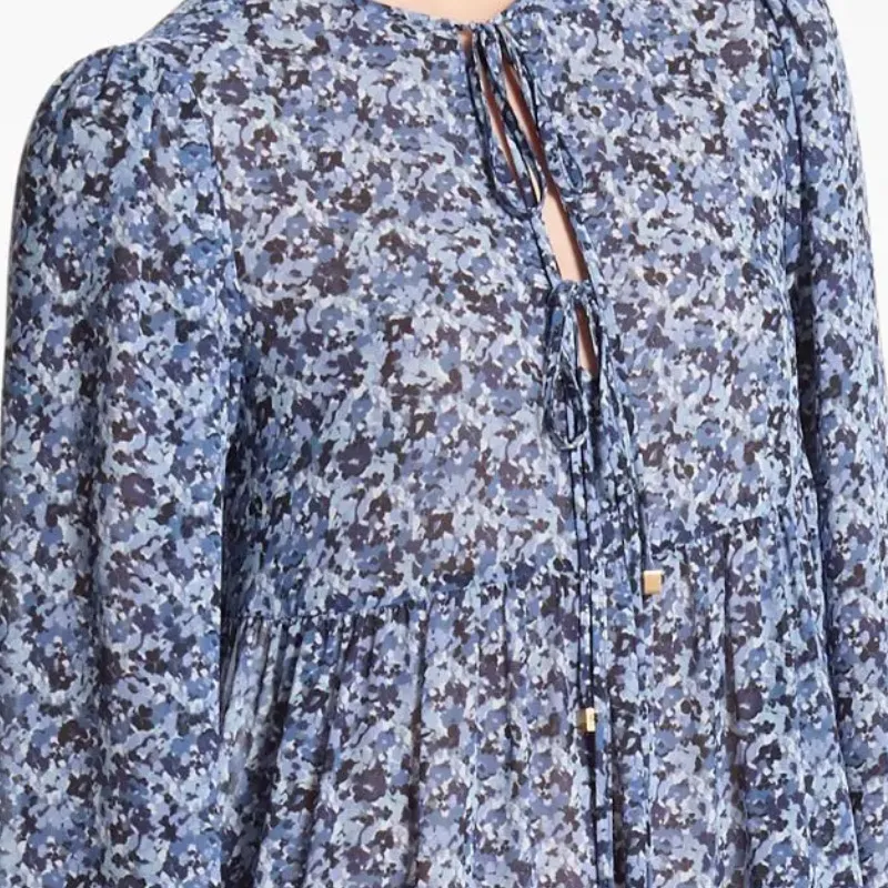 MICHAEL KORS Floral Print Georgette Tie Neck Dress-3