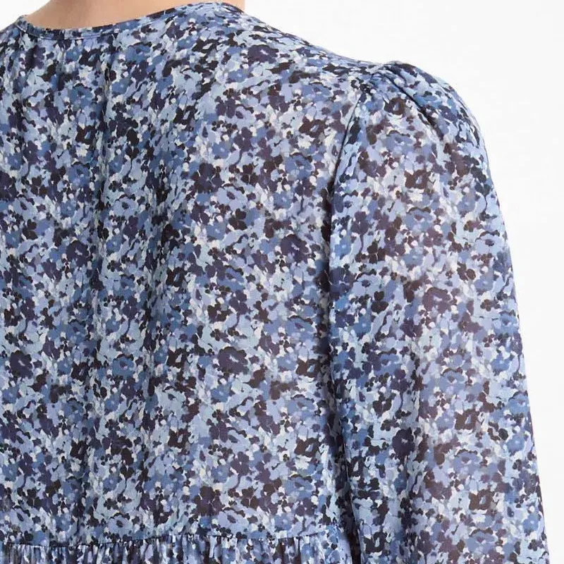 MICHAEL KORS Floral Print Georgette Tie Neck Dress-4