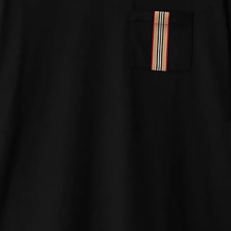Burberry Stripe Trim Pocket Cotton T shirt-6