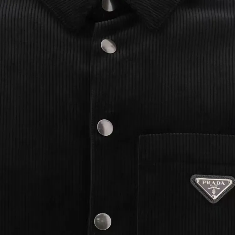PRADA Long Sleeved Logo Plaque Shirt-5