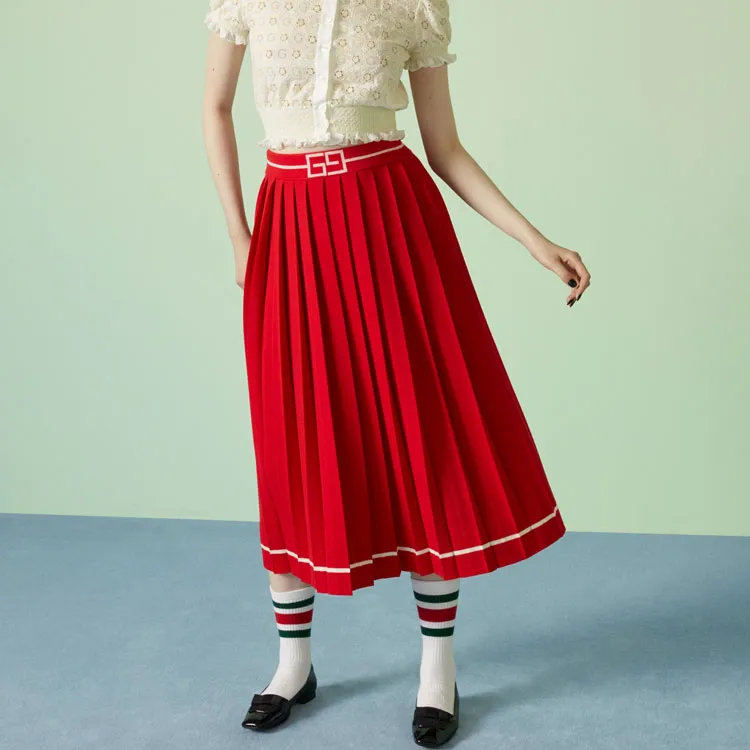 GUCCI Gg Jacquard Pleated Skirt-1