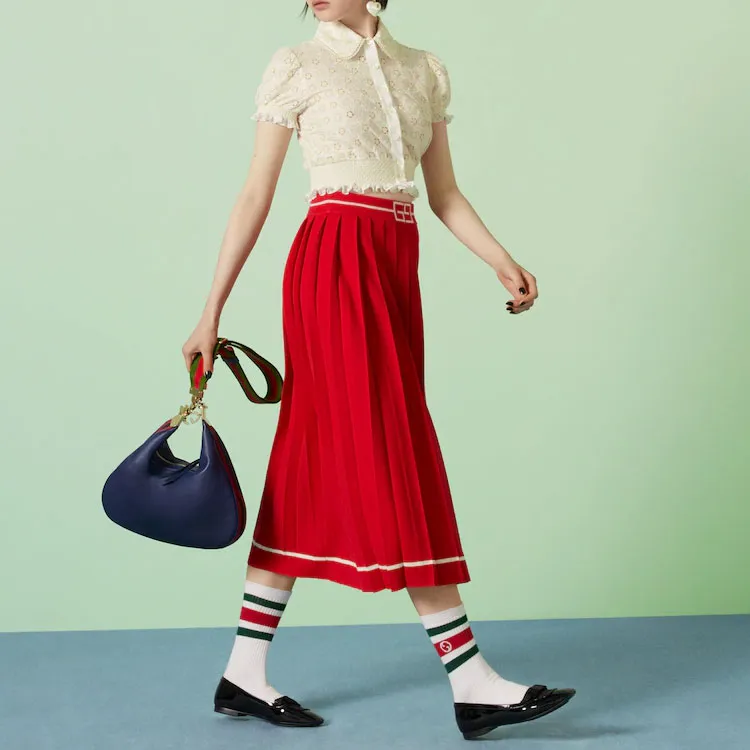 GUCCI Gg Jacquard Pleated Skirt-2