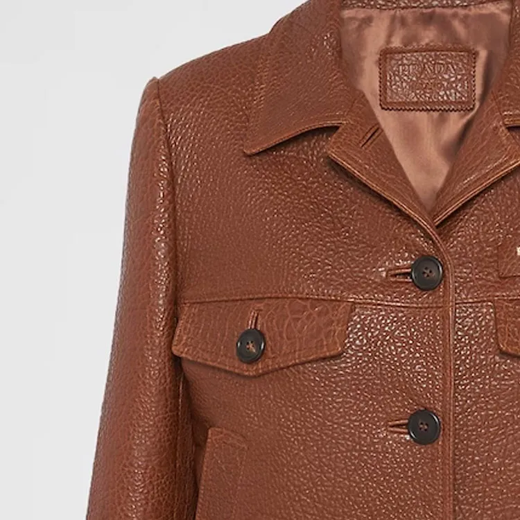 PRADA Crocodile embossed Leather Jacket-4
