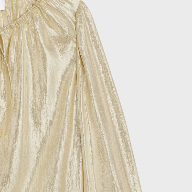 CELINE Metallic Long Sleeve Drawstring Top-2