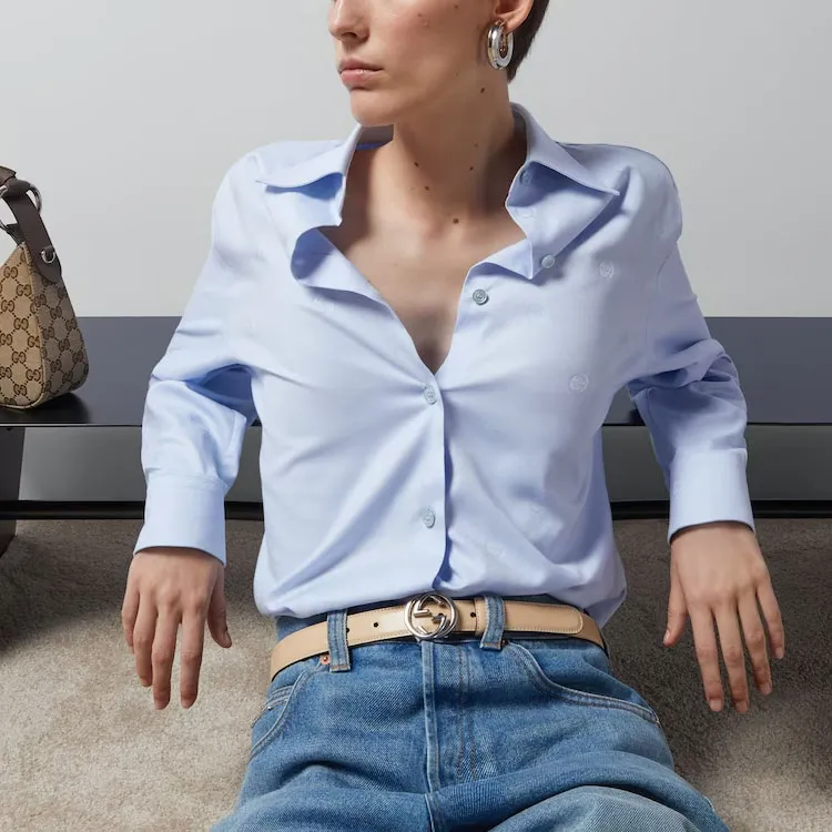 GUCCI Interlocking G Collared Button-Up Shirt-1